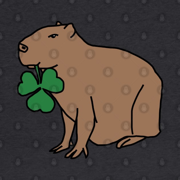 Saint Patricks Day Capybara with Shamrock by ellenhenryart